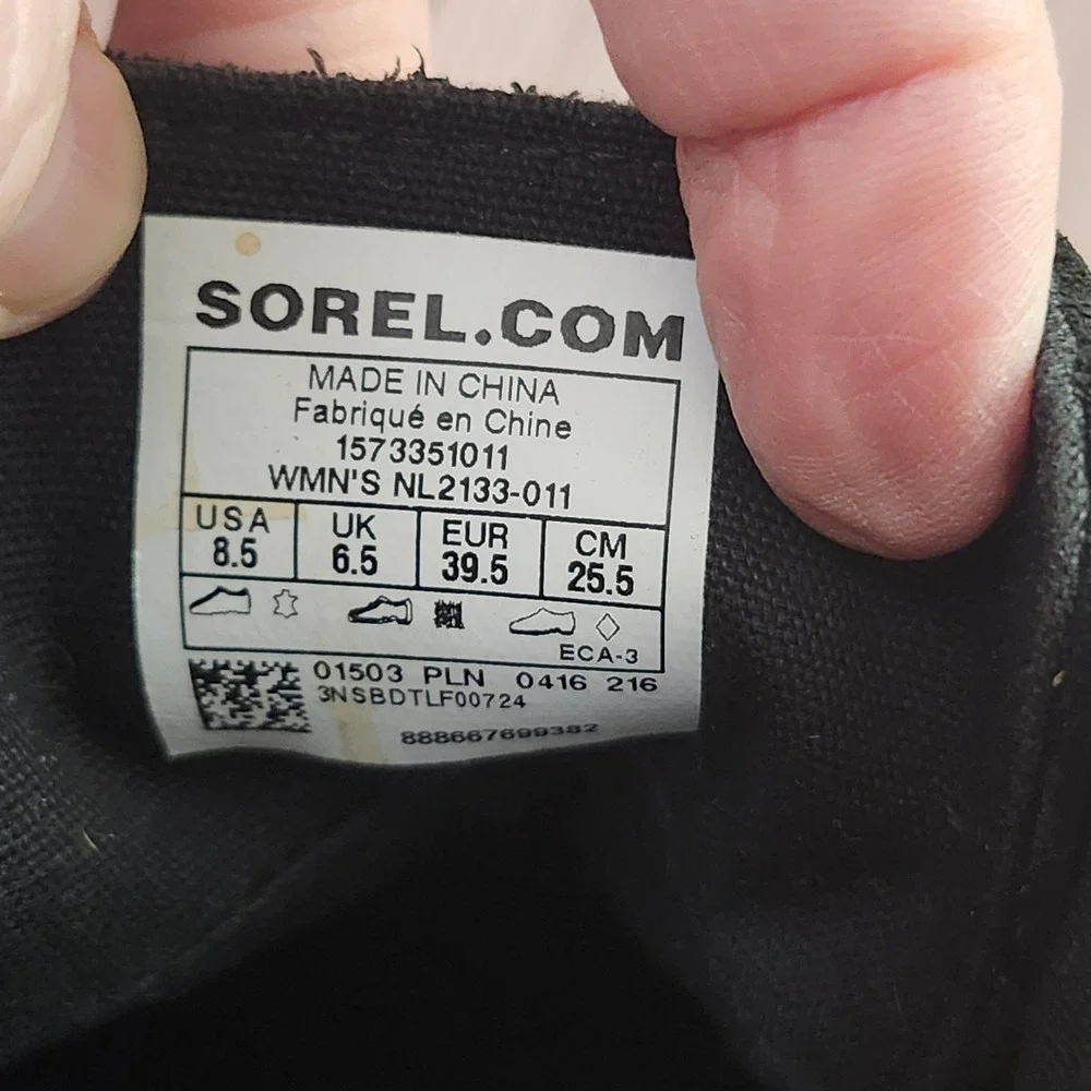 Sorel Out N About Leather Duck Boots Black White Waterproof NL2133-011 ‎ L 8.5